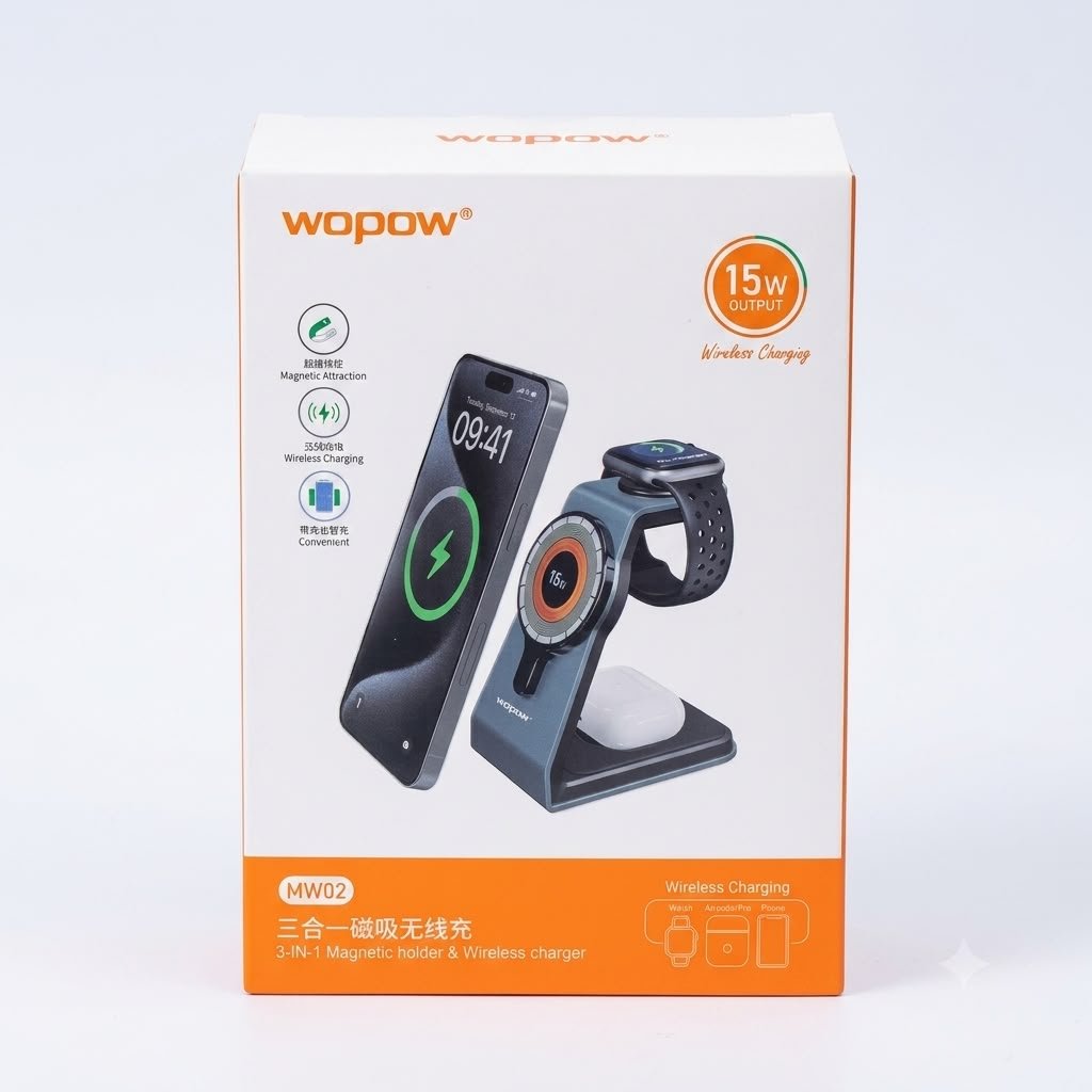 3-in-1 Magnetic Wireless Charging Stand MW02 15W Charging in lebanon
