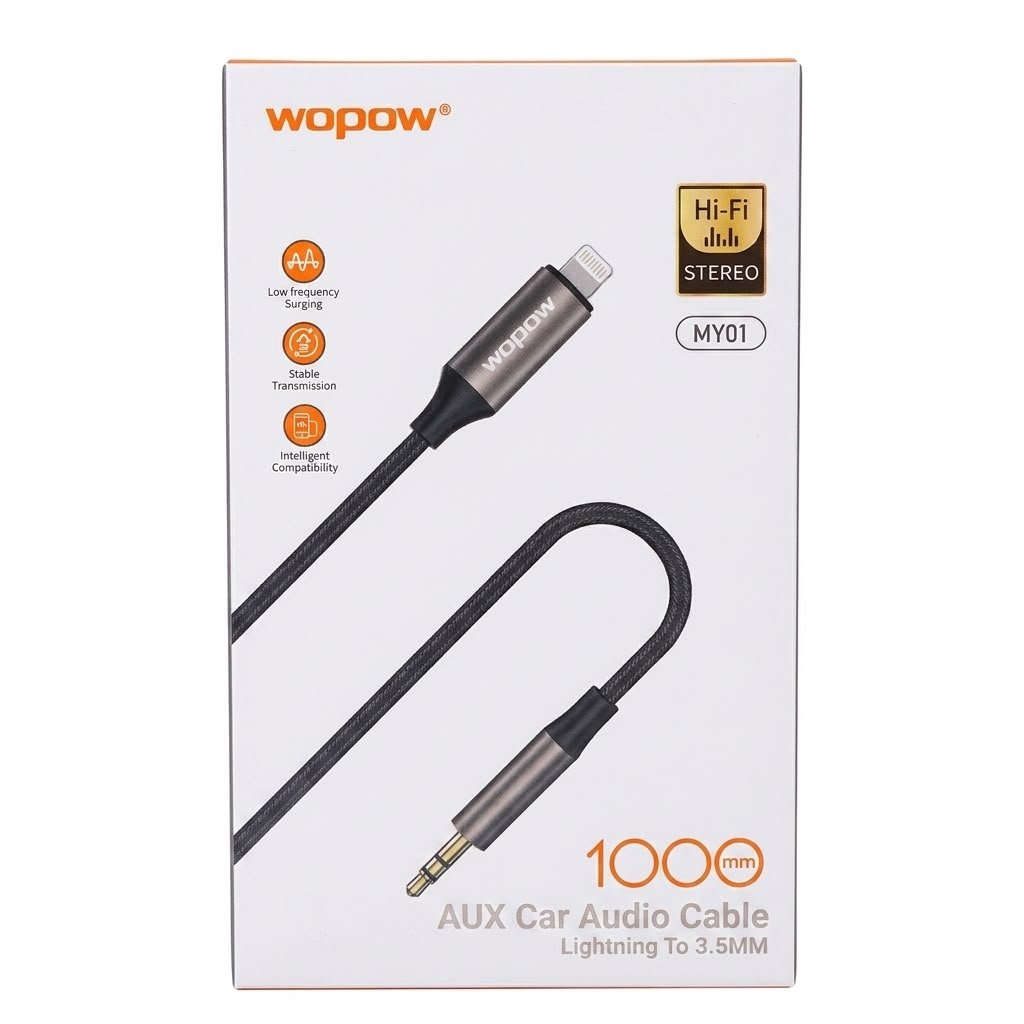 AUX Car Audio Cable Lightning To 3.5MM 1000 mm MY01 AUX to Lightning Car Audio Cable in lebanon