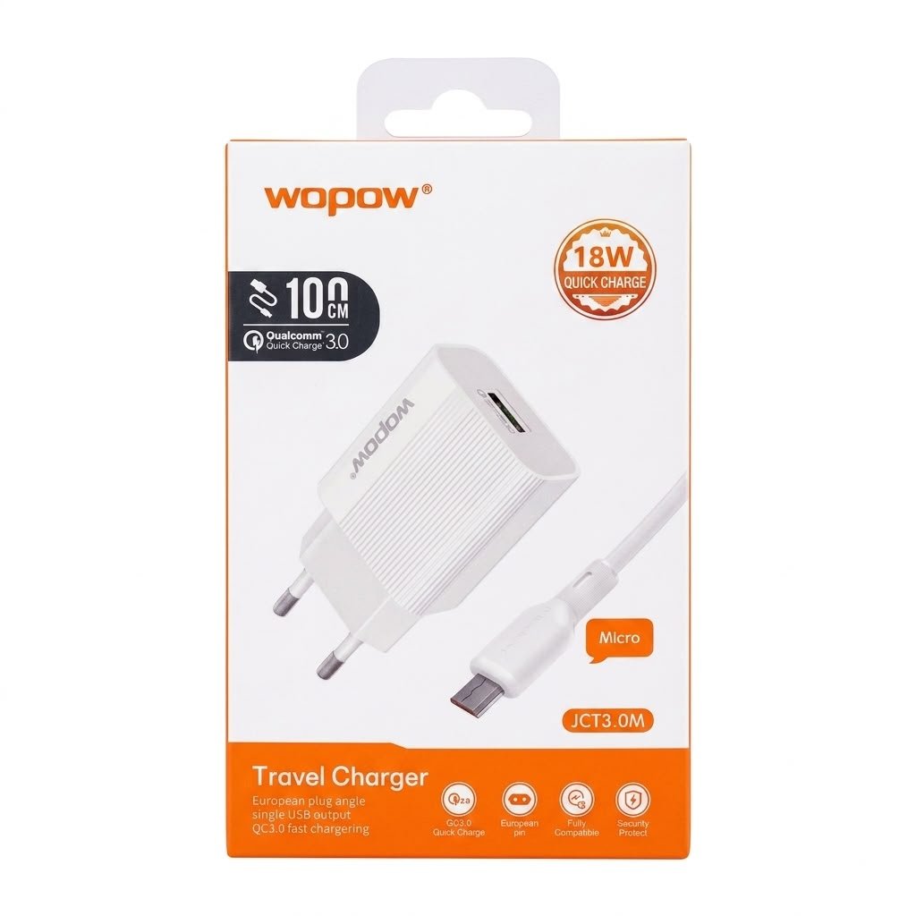 Power adapter JCT3.0M 18w WITH CABLE MICRO TRAVEL CHARGER IN LEBANON