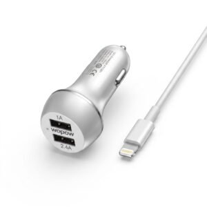 CAR CHARGER CD004 WITH 2 USB PORTS AND CABLE LIGHTNING 1000MM CHARGER IN LEBANON