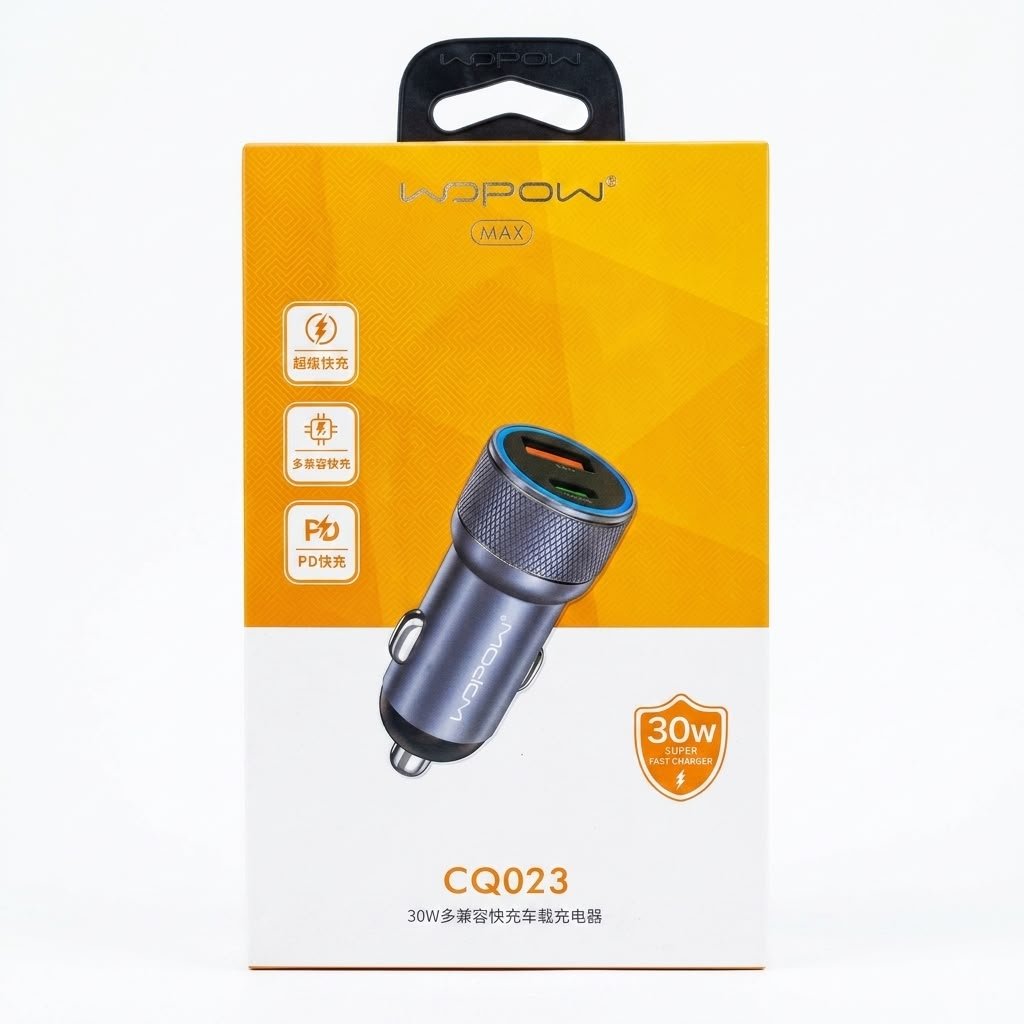 Car charger CQ023 SUPER FAST CHARGER 30W CQ023 USB-A + TYPE-C CHARGER IN LEBANON