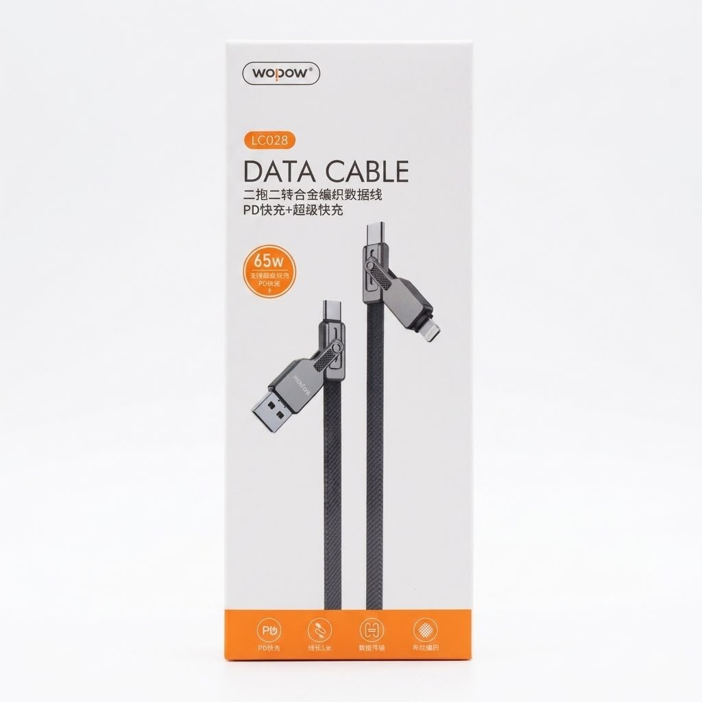 2 in 2 zinc alloy braided data cable LC028 1000mm DATA CABLE IN LEBANON
