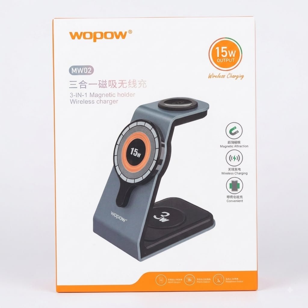 3-IN-1 Magnetic holder & Wireless charger MW02 15w output wireless charge in lebanon