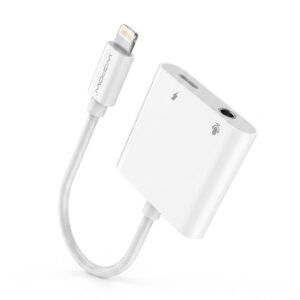 Lightning to 3.5mm+Lightning six-in-one adapter LA05 Audio transfer+listening to songs AUX Cable in lebanon